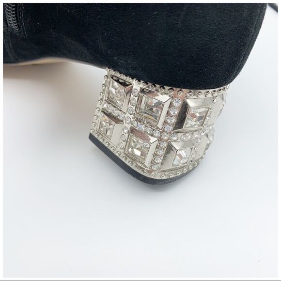 Studiolee Black Suede Crystal Heel Ankle Boots - Picture 4 of 13